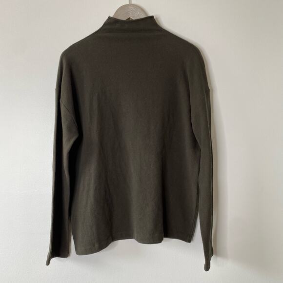 VINCE Heather Dark Pine Brushed Funnel Neck Long Sleeve Top - Picture 8 of 9